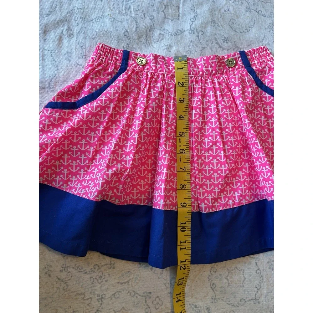 GYMBOREE Girl Size 6 3 Piece Top Skirt and Hat Set White Pink Blue Nautical Anch